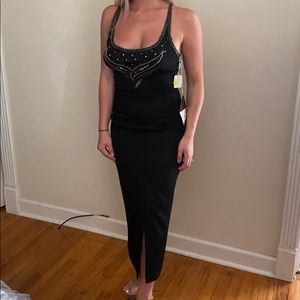 Black cocktail midi dress